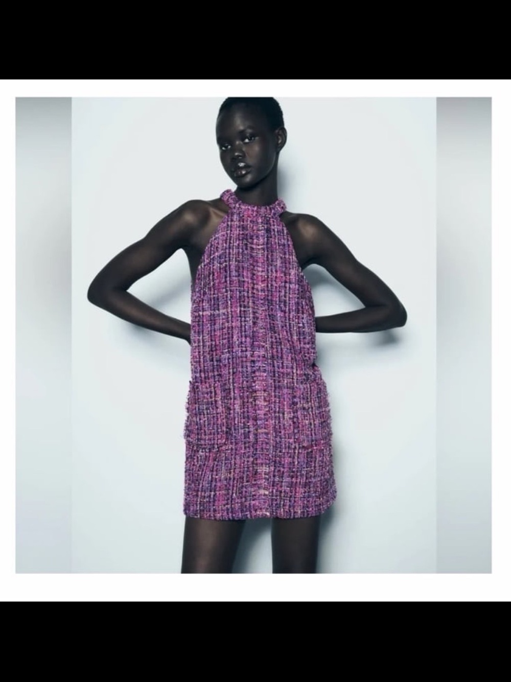 Zara Purple Tweed Halter Mini Dress